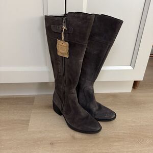 NEW Born Fannar Leather Suede Gray Knee High Tall Wide Calf Boot Sz 6 M $240